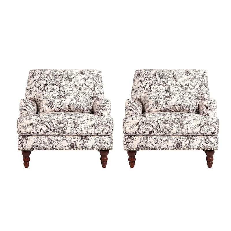 Set of 2 Mid Century Chenille Upholstered Accent Chairs
