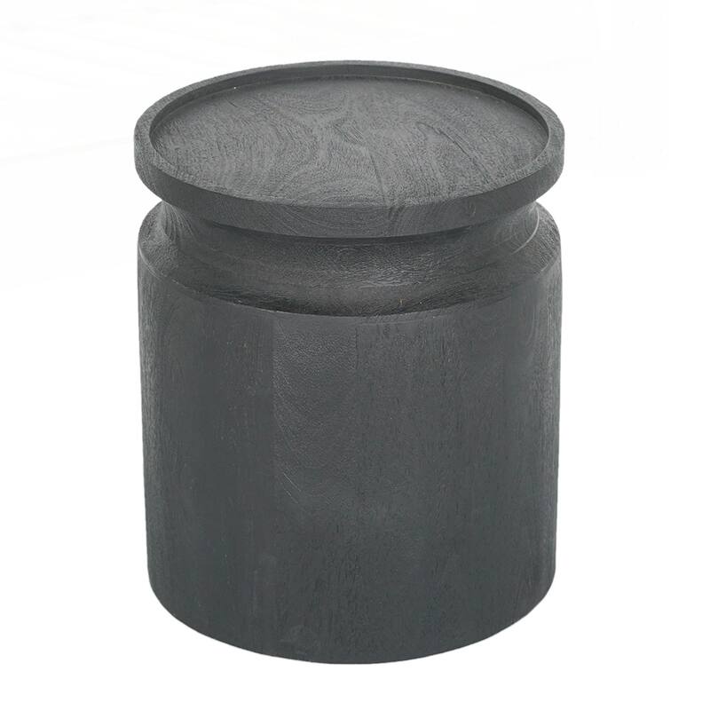 Black Wooden Cylinder Side Table