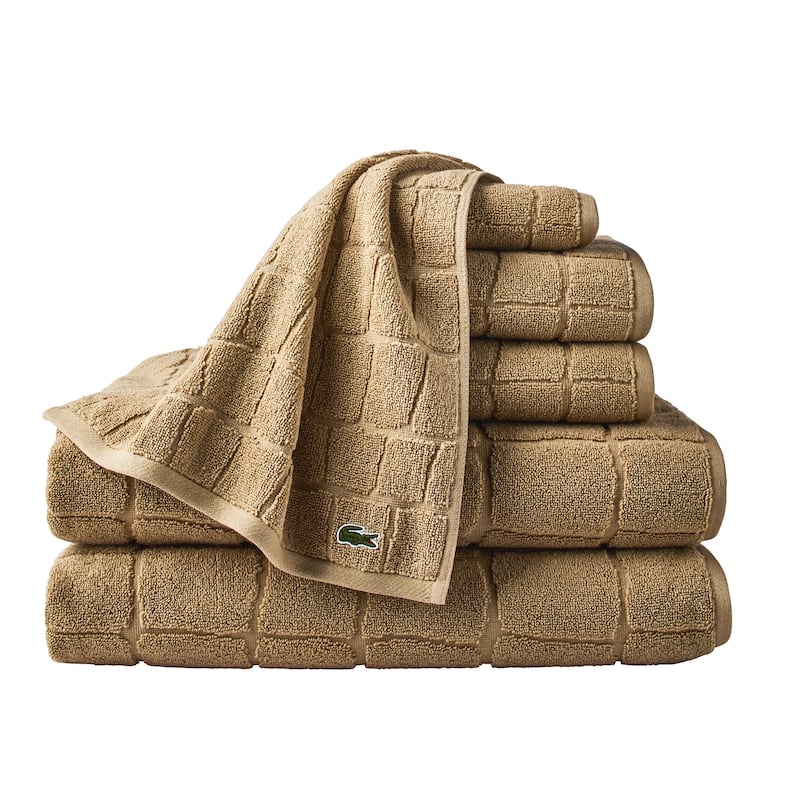 Lacoste Croc Scale Cotton Bath Towel, Hand Towel, and Washcloth