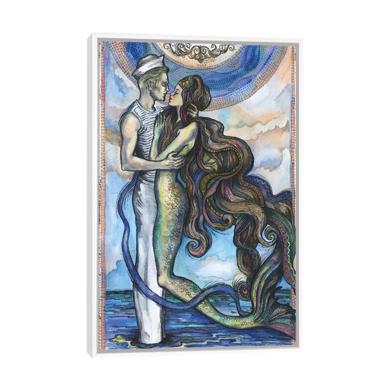 iCanvas "The Sailor And The Mermaid" by Fanitsa Petrou Framed Canvas Print - White - 26x18