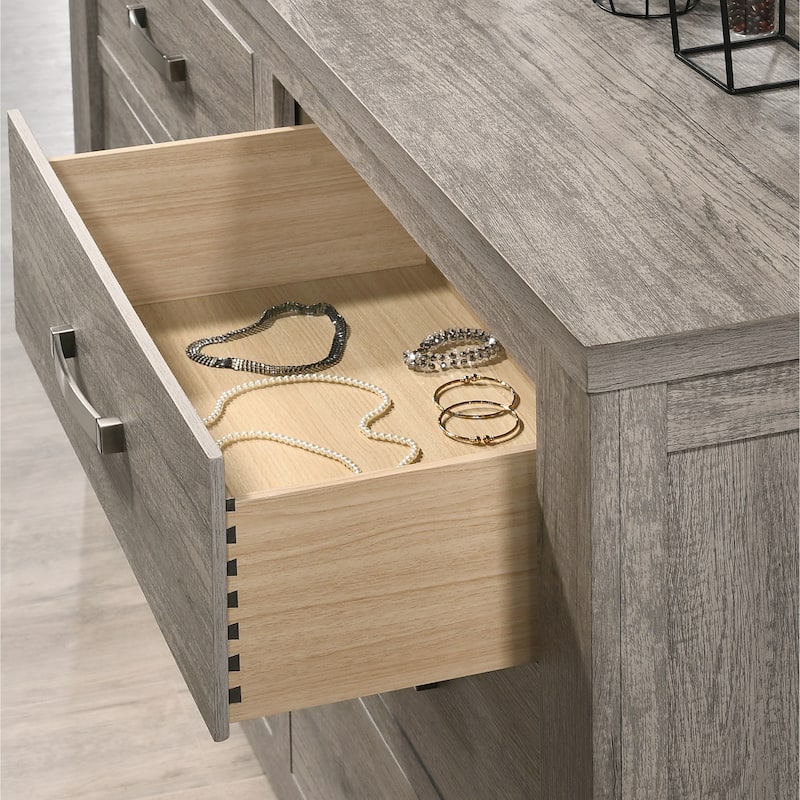 Roundhill Furniture Floren Contemporary Weathered Gray Wood 6-Drawer Dresser