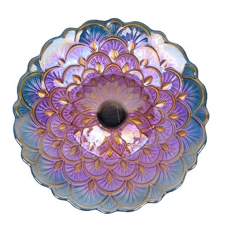 Solar Multicolor Floral LED-lit Glass Bird Bath with Stand