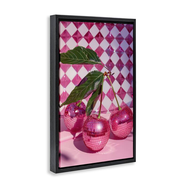 Stupell Groovy Cherry Disco Balls Framed Floater Canvas Wall Art Design By LSR Design Studio