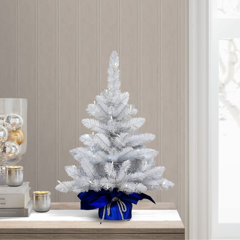 Puleo International White Pre-Lit 2' Tabletop Artificial Christmas Tree