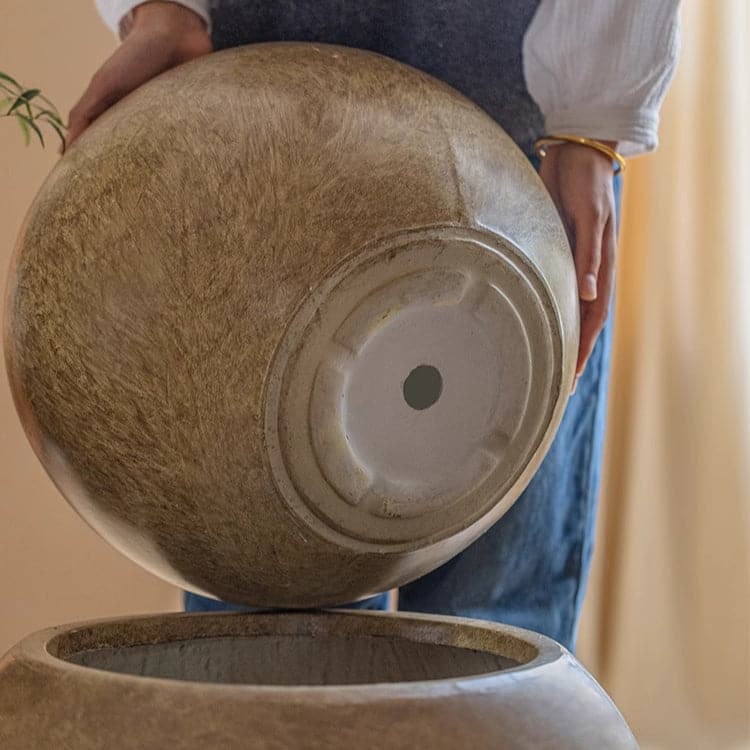 RusticReach Round Magnesium Clay Planter