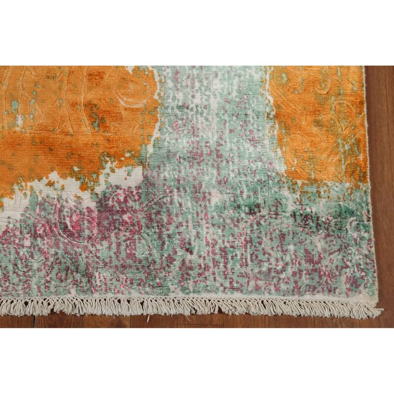 Contemporary Abstract Indian Area Rug Handmade Oriental Wool Carpet - 5'5"x 7'8"