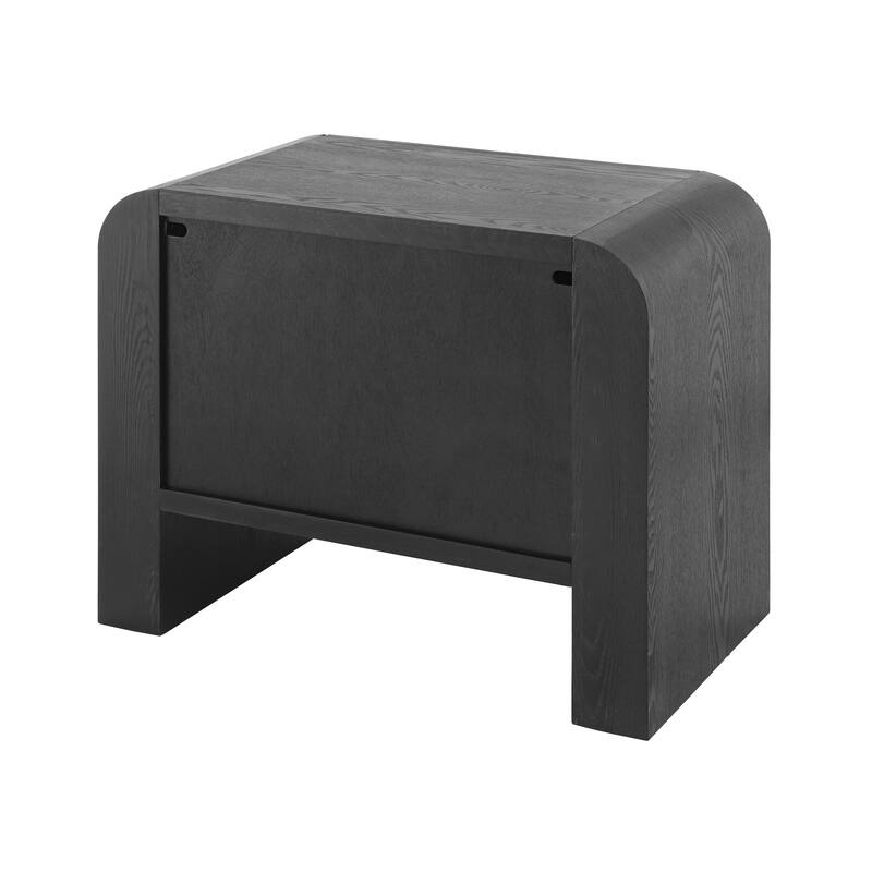 Christopher Knight Home - Mina Modern 2-Drawer Nightstand with Black Metal Handles