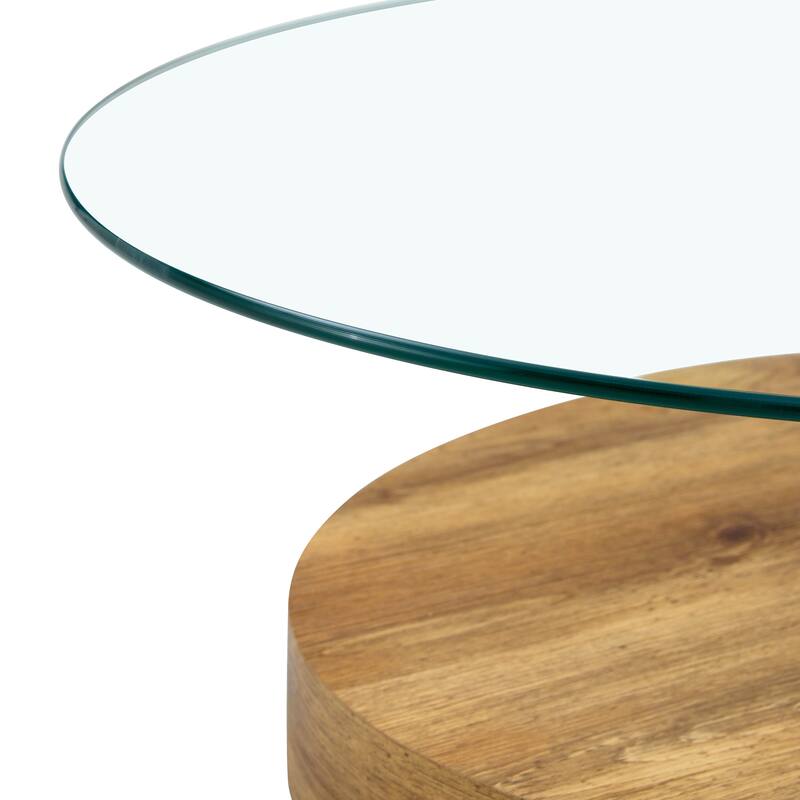 Roomfitters Double Layer Coffee Table with White Marble and Wood Grain Finish, Artistic Modern Design