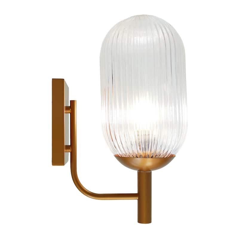 Sunny Ribbed Glass Wall Sconce with Brushed Bronze Base