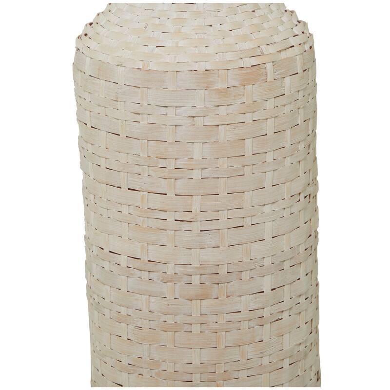 Intricately Woven Tall Bamboo Wood Floor Vase - White or Brown