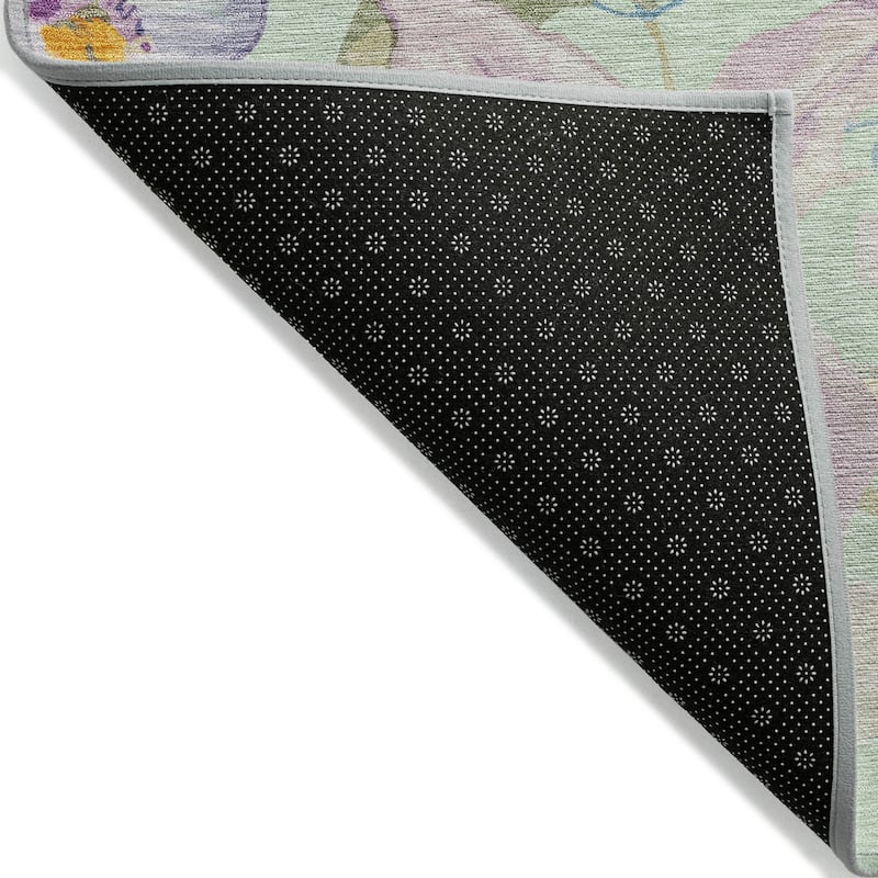 Machine Washable Indoor/ Outdoor Modern Floral Chantille Rug