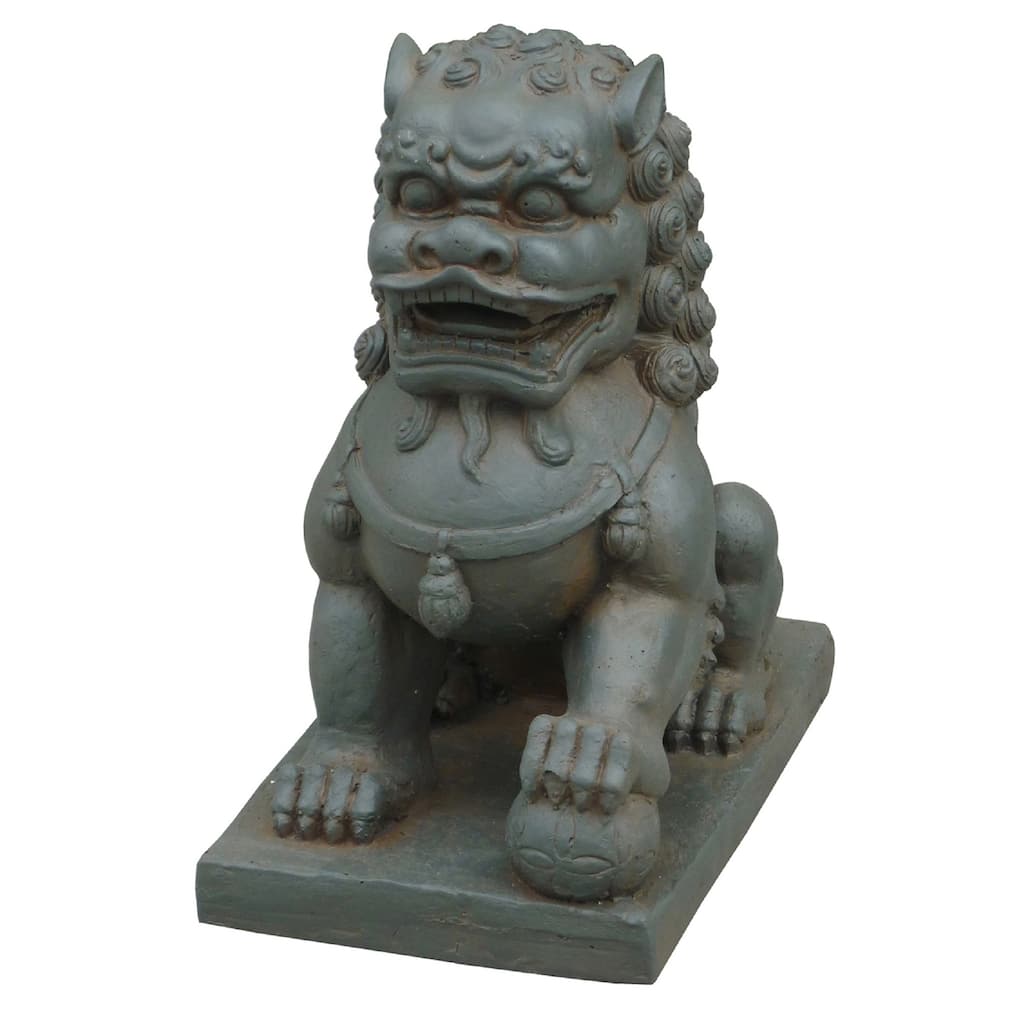 13.5" Ancient Imperial Guardian Female Foo Dog Outdoor Garden Statue
