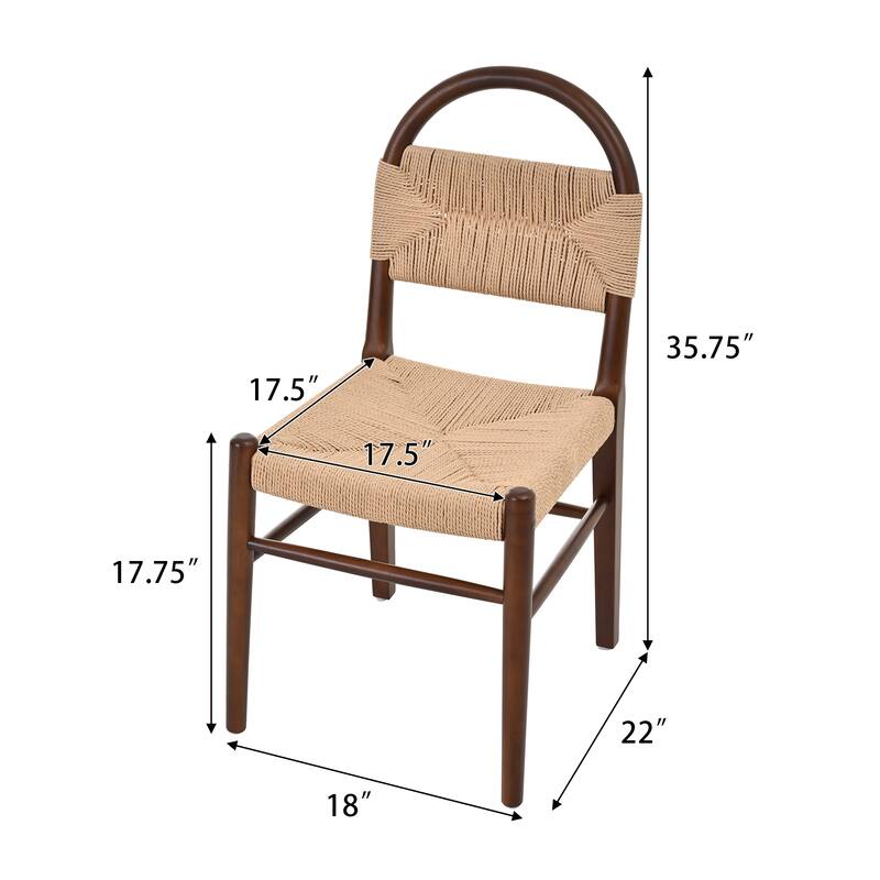 Christopher Knight Home - Modern Solid Ruberwood Dining Chair Set with Handwoven Paper Rope Seat and Back