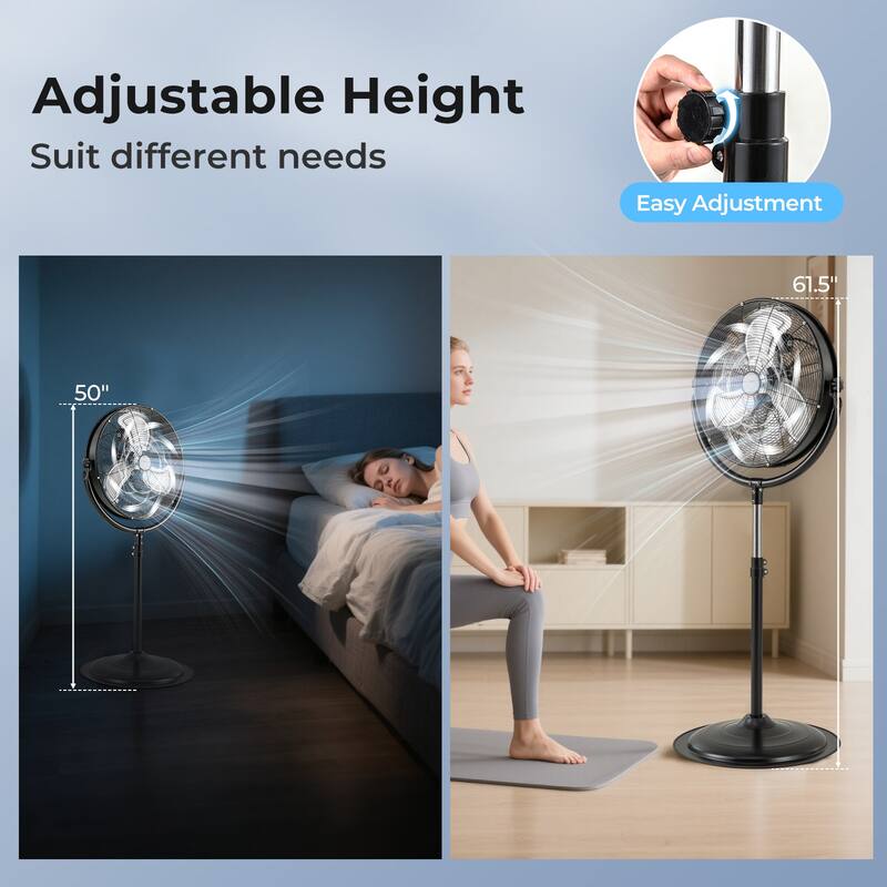 Gymax 20'' High Velocity Pedestal Fan w/3 Speeds 360 Degree Tilt &
