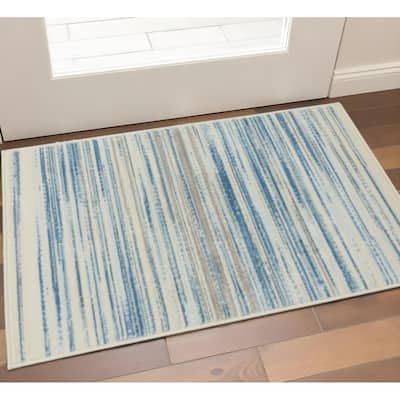 HomeRoots Striped Modern Rectangle Area Rug - 48.00 in. x 24.00 in. x 0.50 in.