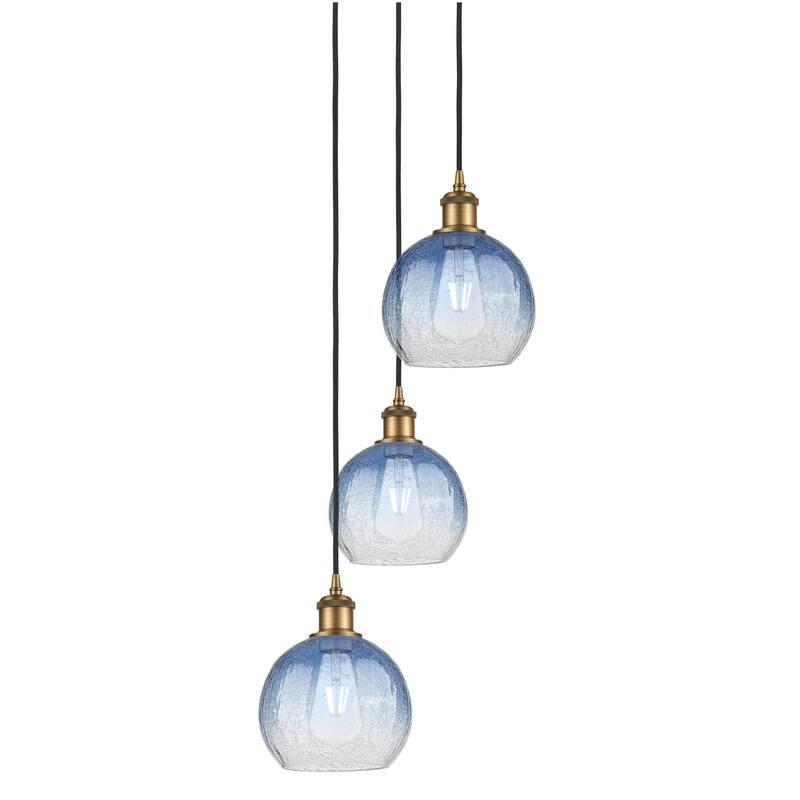 Innovations Lighting 113B-3P-31-15 Brookhaven Globe Pendant Brookhaven - Brushed Brass / Sapphire Blue