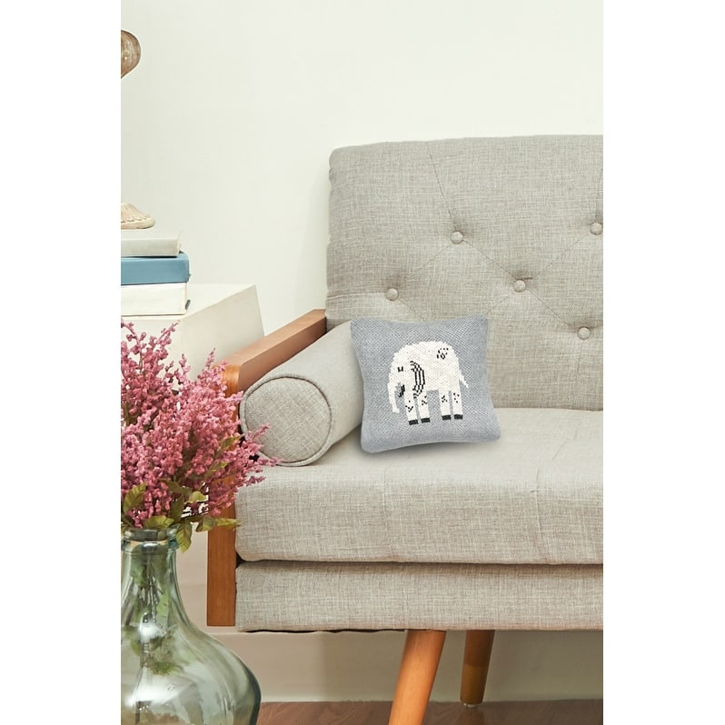 10" x 10" Elephant Knitted Throw Pillow