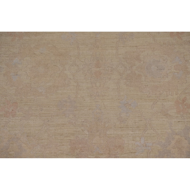 Floral Oushak Turkish Area Rug Handmade Oriental Yellow Wool Carpet - 9'0"x 11'11"