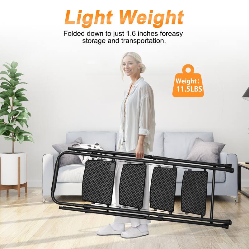 Anmytek 4 Step Folding Ladder with Wide Anti Slip Pedals and Safety Handrail Sturdy Steel Step Stool for Home and Office