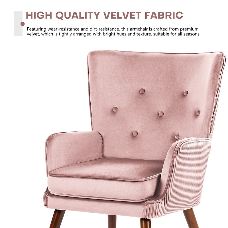 Velvet Upholstered Accent Chair Armchair for Living Room