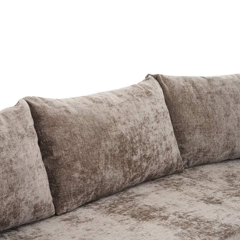 Christopher Knight Home - Cami 140.5" Chenille Upholstered U-shaped Modular Compressed Sectional Sofa with Pillows