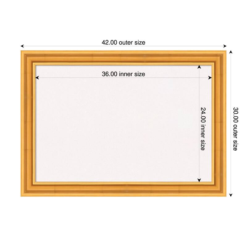 Sierra Gold Wood Framed Cork Board - Bulletin Board, Organization Board, Pin Board - White - 42 x 30 in