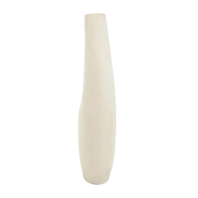 Paper Mache Abstract Curved Decorative Vase with Handle - Beige - Roche River Decor