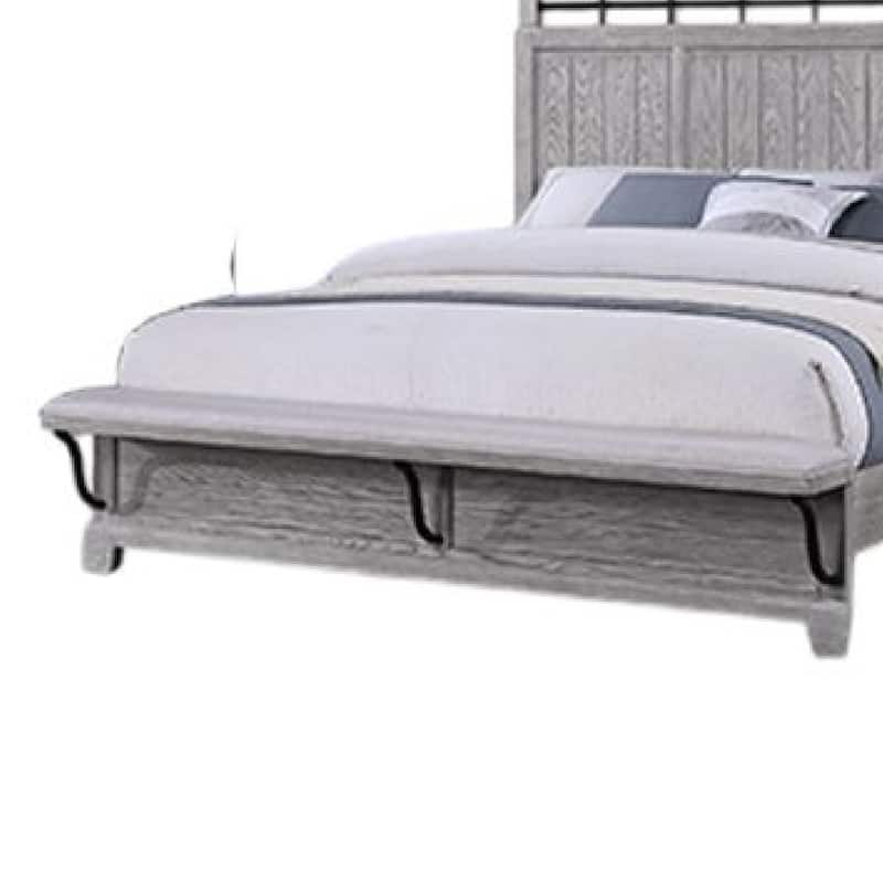 Bix King Size Bed w Upholstered Footboard, Light Gray Wood Grain