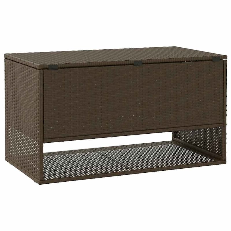 vidaXL Cushion Box Brown PE Rattan, Powder-Coated Steel - 21.7 x 39.4 x 21.9