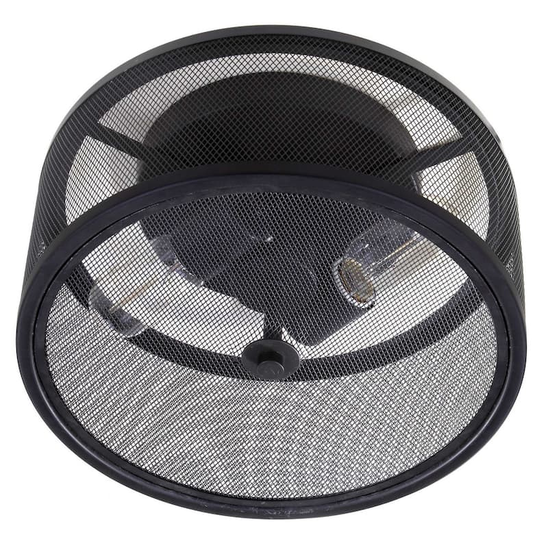 SAFAVIEH Lighting Albina 2-light Black Flush Mount - 12"W x 12"D x 7"H