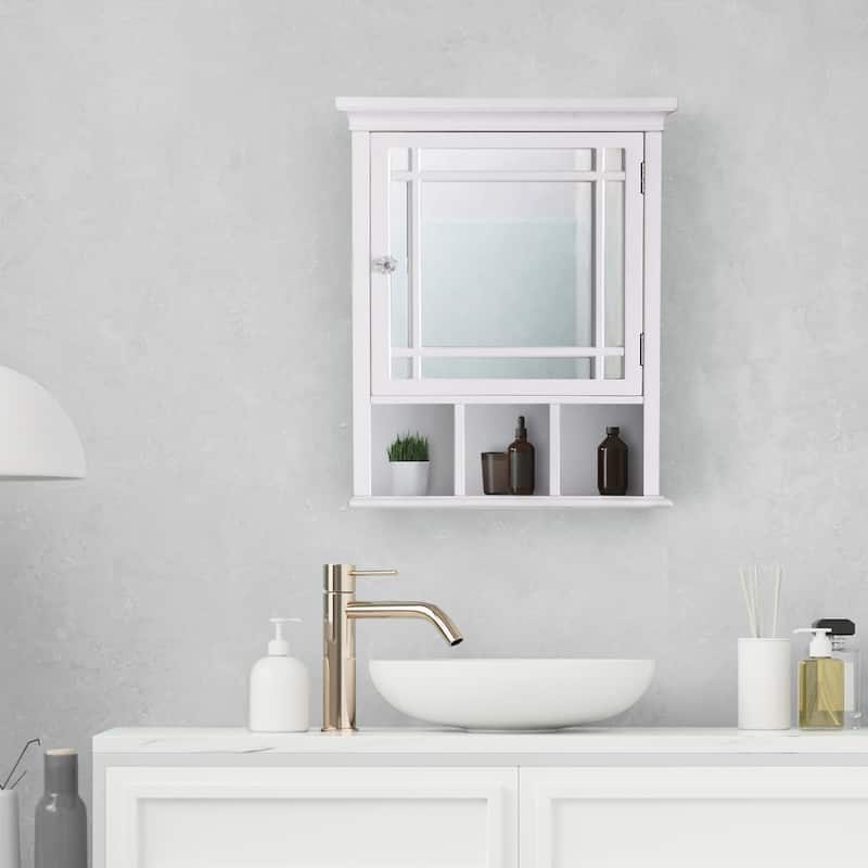 Teamson Home Neal Medicine Cabinet with Mirror, White - White