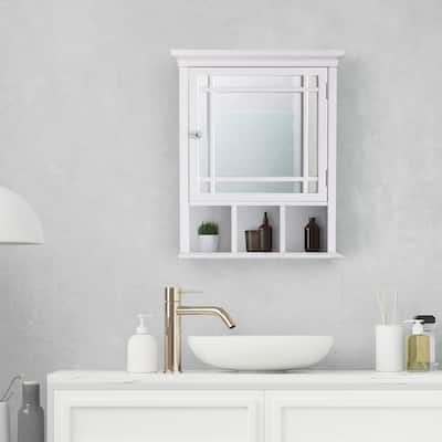 Teamson Home Neal Medicine Cabinet with Mirror, White