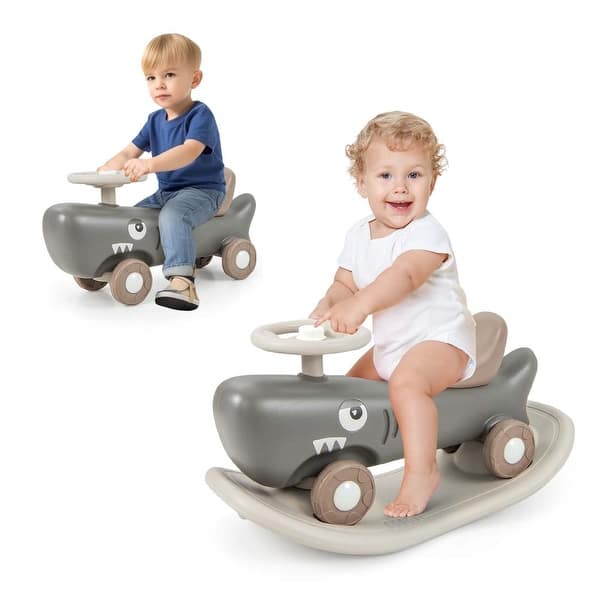 slide 2 of 20, Costway Convertible Rocking Horse & Sliding Car with Detachable - See Details Grey