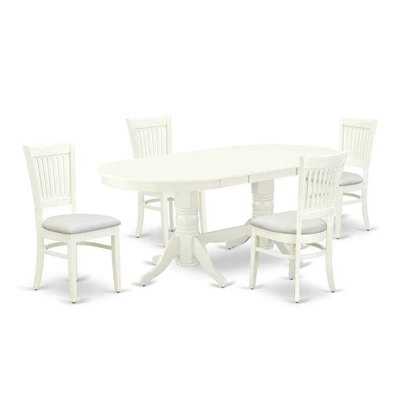East West Furniture Dinette Set- an Oval Dining Table with and Linen Fabric Chairs, Linen White(Seat Type & Pieces Options)