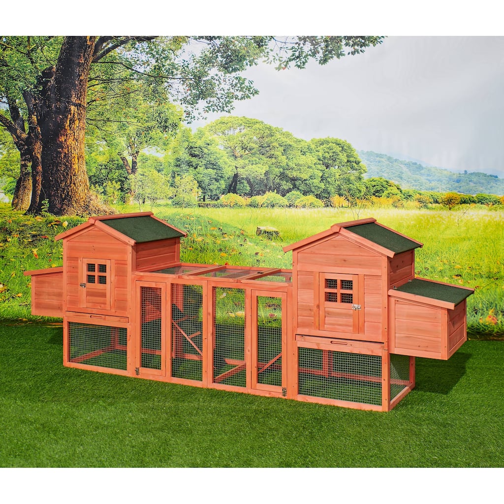 Chicken Coop Duplex with Outdoor Run,Easy To Assemble
