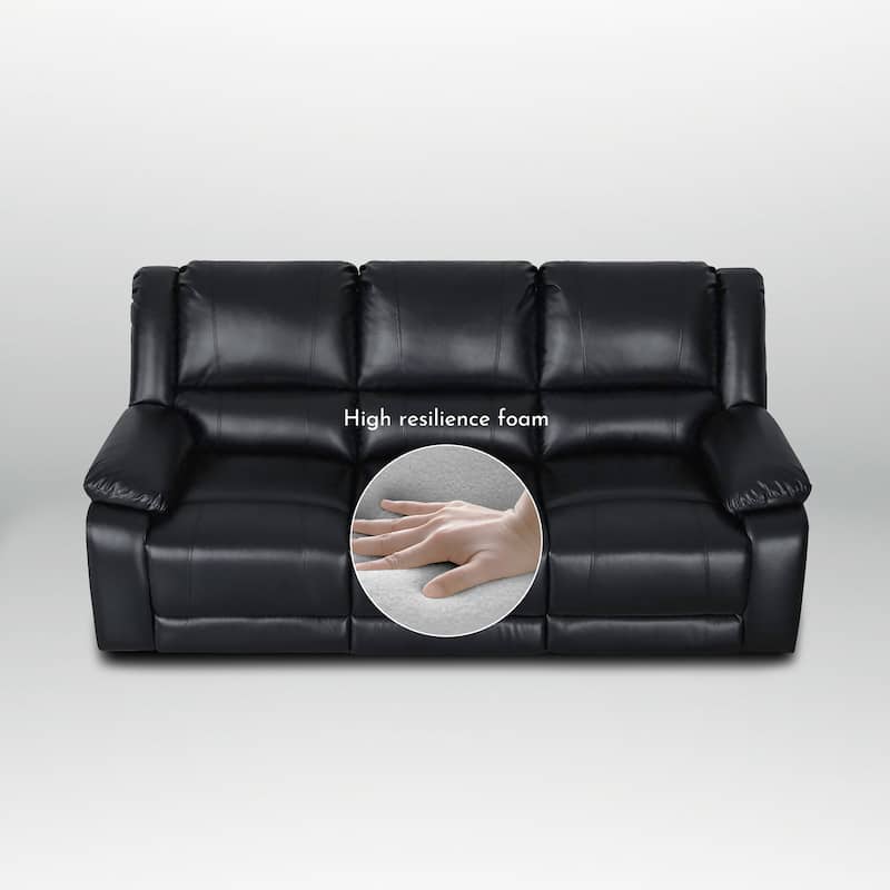 82" Width Modern Contemporary Faux Leather Manual Reclining Sofa