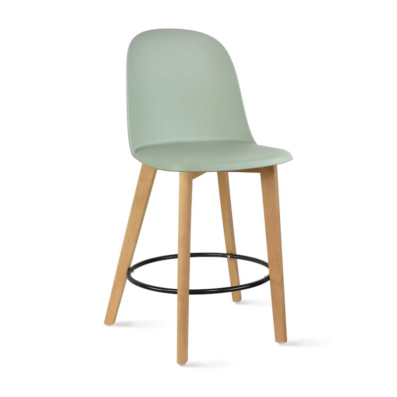 Set of 2 Designer Eiffel Chairs Counter Stools With Backs Side Molded Shell Kitchen Office Dining Dowel Bar Patio