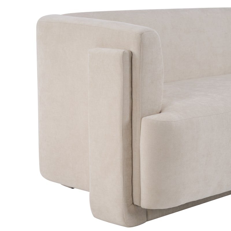 Christopher Knight Home - Modern Upholstered 77.56" 3-Seat Sofa with Geometric Block Arms
