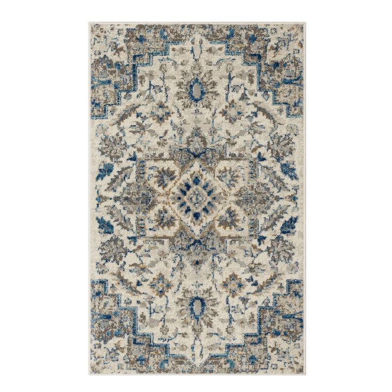 Mohawk Home Pandora Floral Ornamental Medallion Woven Area Rug - 3' 9" x 6' - Blue - Rectangle