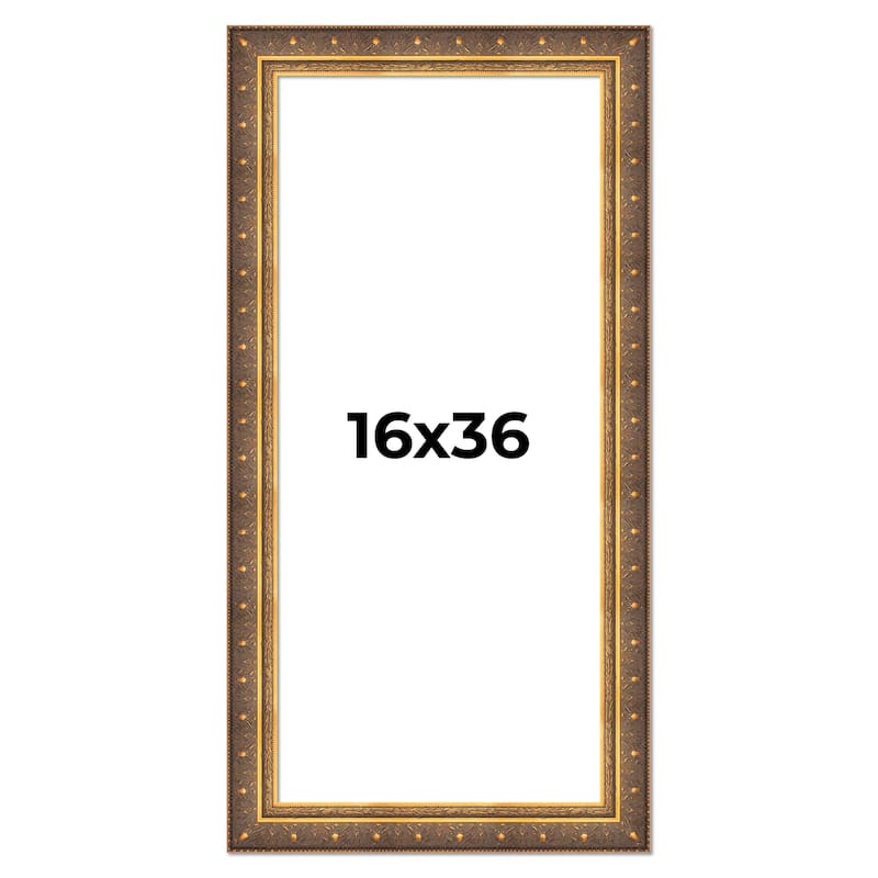 16x36 Frame Vintage Gold Solid Wood Picture Frame | 2.5 Inch Moulding