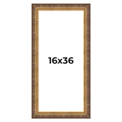 16x36 Frame Vintage Gold Solid Wood Picture Frame | 2.5 Inch Moulding