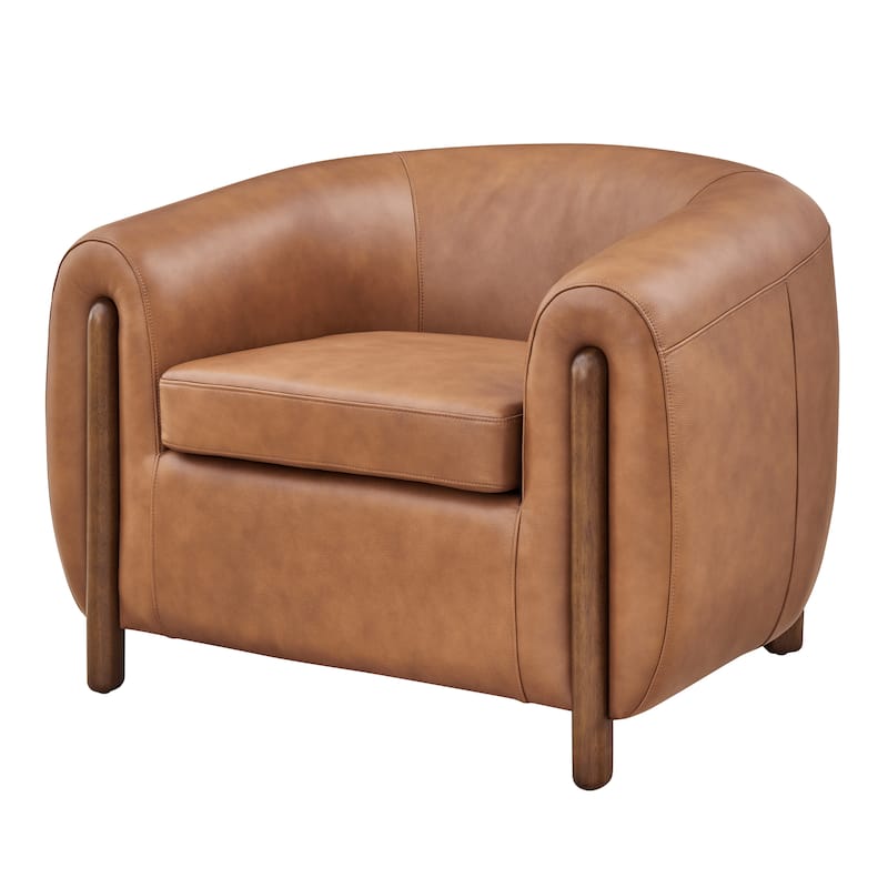 NPD Furniture Cordelia 38" W Top Grain Leather Club Chair