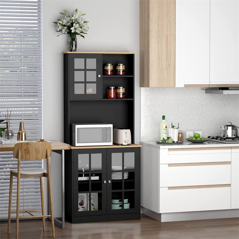 Kitchen Buffet with Hutch, Storage Pantry - 14.5"D x 31.5"W x 72"H