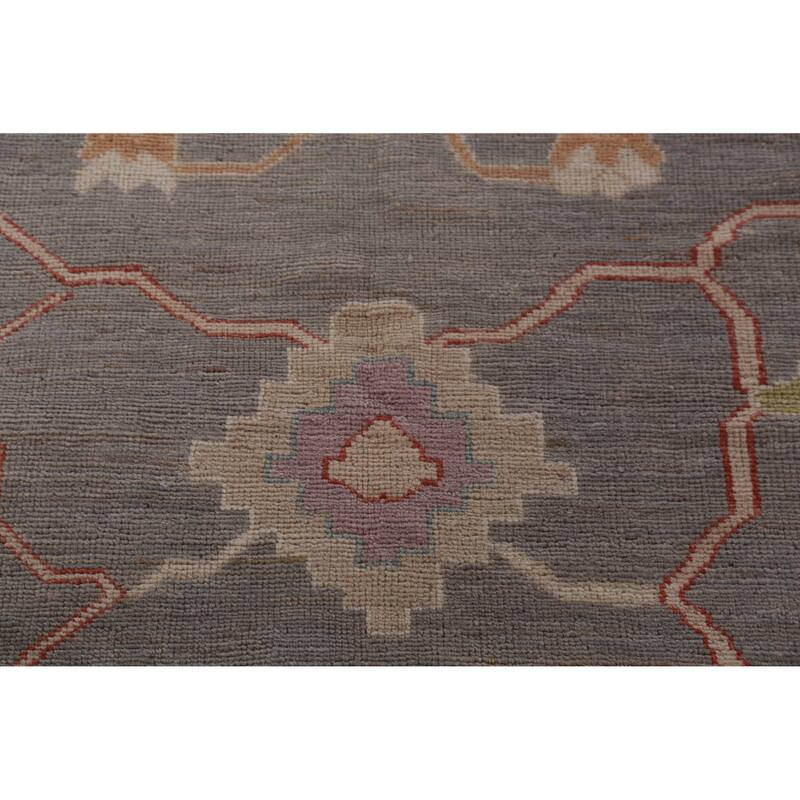 Hand Knotted Oriental 100% Wool Carpet Transitional All-Over Greys & Charcoal Oushak Area Rug - 11' 10'' X 9' 1''