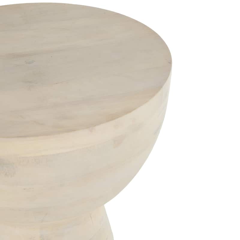 Mango Wood Accent Table with Cone Shaped Base - Cream - Roche River Decor