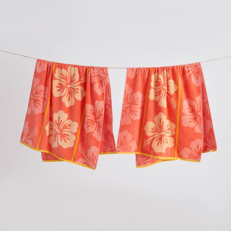 Linery & Co. 100% Cotton Jacquard 2 Pack Summer Beach Towels
