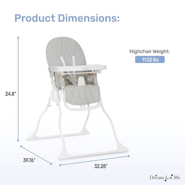 dimension image slide 2 of 4, Dream On Me Snack & Stow High Chair
