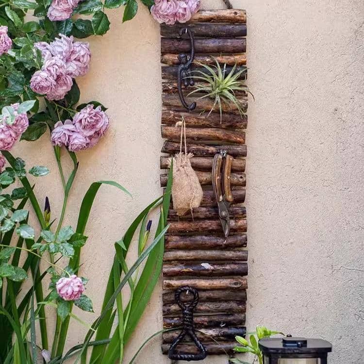 RusticReach Rustic Wood Ladder Wall Décor Tool Organizer