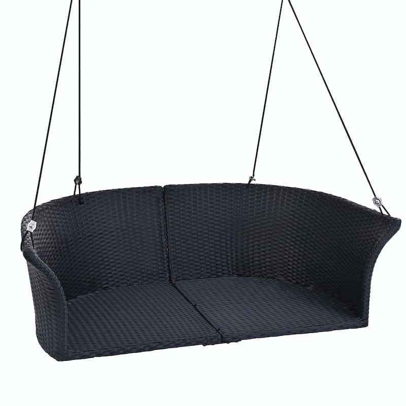2-Person Rattan Woven Swing Chair with Ropes for Porch