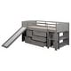 preview thumbnail 9 of 17, Low Twin Size Loft Bed with Cabinets, Shelves and Slide, Grey